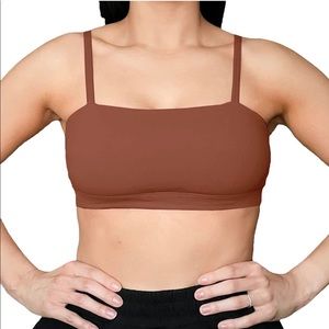Aoxjox Brown Bandeau Sports Bras Training Running Yoga Crop Tank Top - Medium